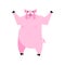 Pig surprised Emoji. piggy astonished emotion on white background. Farm animal