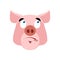 Pig surprised Emoji. piggy astonished emotion on white background. Farm animal