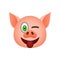 Pig in tease emoji icon. Element of new year symbol icon for mobile concept and web apps. Detailed Pig in tease emoji icon can be