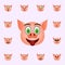 Pig in tease emoji icon. Pig emoji icons universal set for web and mobile
