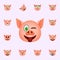 Pig in tease emoji icon. Pig emoji icons universal set for web and mobile
