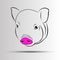 Pig vector animal farm illustration domestic mammal pork cartoon