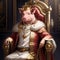 Pig wearing crown in throne room. Generative AI