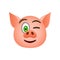 Pig in wink emoji icon. Element of new year symbol icon for mobile concept and web apps. Detailed Pig in wink emoji icon can be us