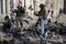 Pigeon handler and pigeons in St Mark\'s Square, Venice