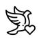 Pigeon And Heart Wedding Thin Line Vector Icon