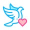 Pigeon And Heart Wedding Thin Line Vector Icon