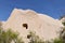 Pigeon-houses with red color pattern in rocks,Cappadocia,Turkey