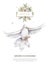 Pigeon and olive clip art digital drawing watercolor bird fly peace dove for wedding celebration illustration similar on