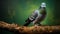 Pigeon On Wood Branch: A Captivating Photographic Composition