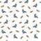 Pigeons and long loaves vector seamless pattern on white background