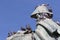 Pigeons sitting on a statue in mexico