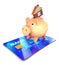 Piggy Bank and bank card and house.