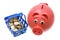 Piggy Bank with Basket and Coins