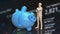 The piggy bank and Business man for saving or earning concept 3d rendering
