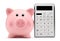 Piggy bank with calculator accounting concept and savings