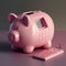 Piggy bank and calculator. The piggy bank and calculator concept brings together the ideas of saving money and budgeting with a