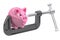 Piggy bank and clamp tool, 3D rendering
