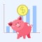 Piggy Bank and coin contribution and its growth