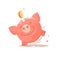 Piggy bank with coin. Icon saving or accumulation of money, investment