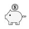 Piggy bank coin money online shopping