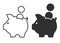 Piggy bank with coin. Money saving, economy, investment, banking or business services concept. Vector illustration