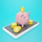 piggy bank with coin stacking money savings concept