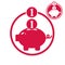 Piggy bank, coins cash money savings theme vector simple single