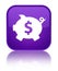 Piggy bank dollar sign icon special purple square button