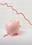 Piggy bank and economic downturn