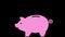 Piggy bank flat icon animation with alpha channel. 4k