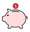 Piggy bank flat icon, sign vector with turkish lira web symbol. Money income, economic graphic button