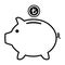 Piggy bank flat icon, sign vector with turkish lira web symbol. Money income, economic graphic button