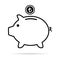 Piggy bank flat icon, sign vector with turkish lira web symbol. Money income, economic graphic button