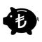 Piggy bank flat icon, sign vector with turkish lira web symbol. Money income, economic graphic button