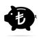 Piggy bank flat icon, sign vector with turkish lira web symbol. Money income, economic graphic button