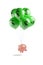 Piggy bank flying with green balloons with the dollar symbol isolated on a white background. 3d illustration