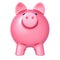 Piggy bank front view closeup pink. Money savings icon