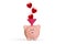 Piggy bank with funnel and hearts - Concept of love and charity