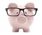 Piggy bank with glasses