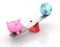 Piggy Bank and Globe World Balancing on a Seesaw