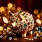 Piggy bank with gold and diamonds, signifying wealth, luxury, and successful smart investment