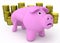 Piggy bank with golden coins on white background. 3D render