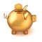 Piggy bank golden and gold coin. saving money, donate symbol