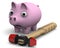 Piggy bank and hammer