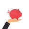 Piggy bank in hand. Save money concept.