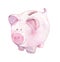 Piggy bank isolated on white, watercolor illustration