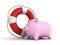 Piggy bank with Lifebuoy Savings Money Help Concept