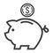 Piggy Bank line icon, business and finance