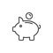 Piggy bank line icon, outline vector sign